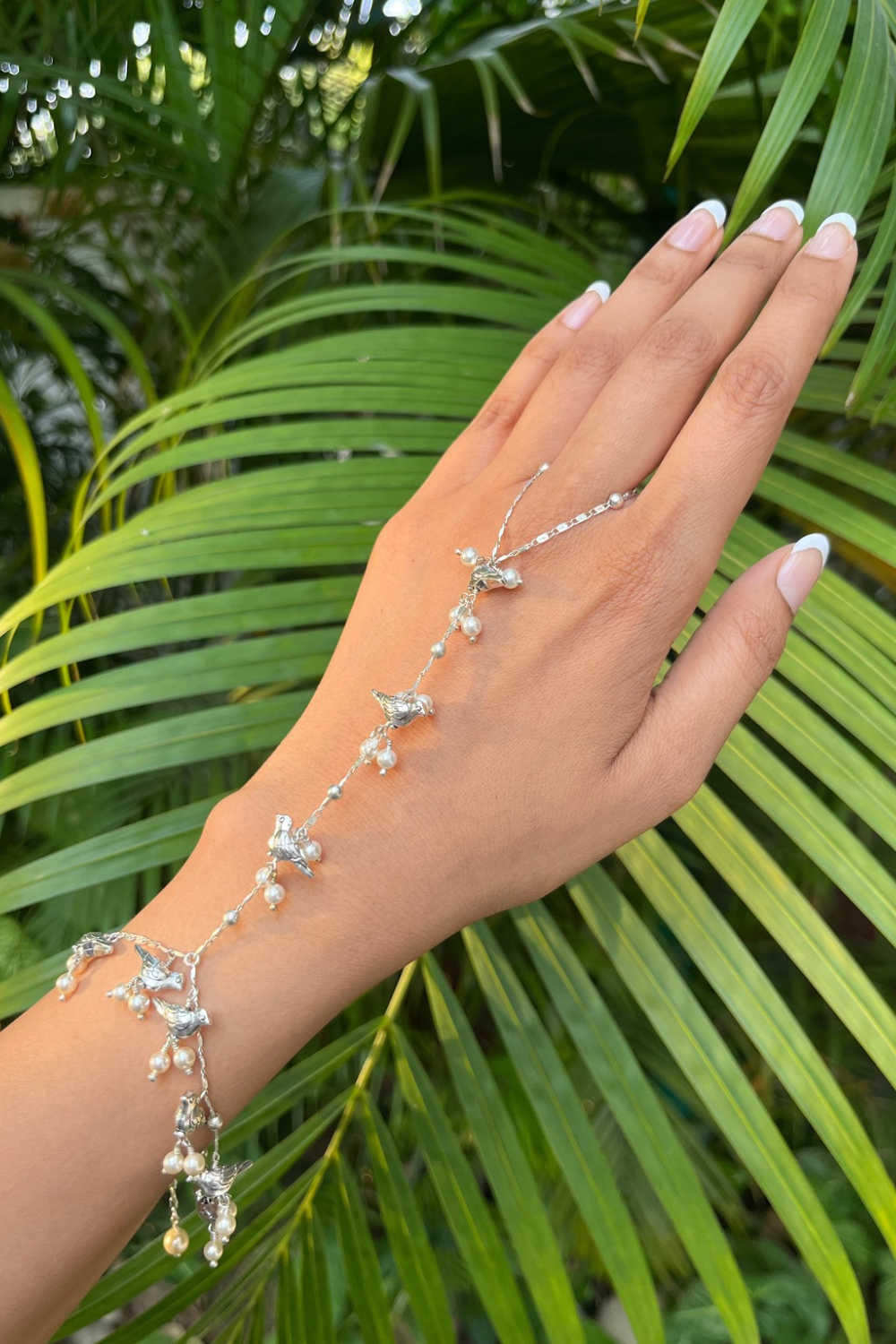 SILVER COLOUR BIRD CHAIN HATHPHOOL (SINGLE)