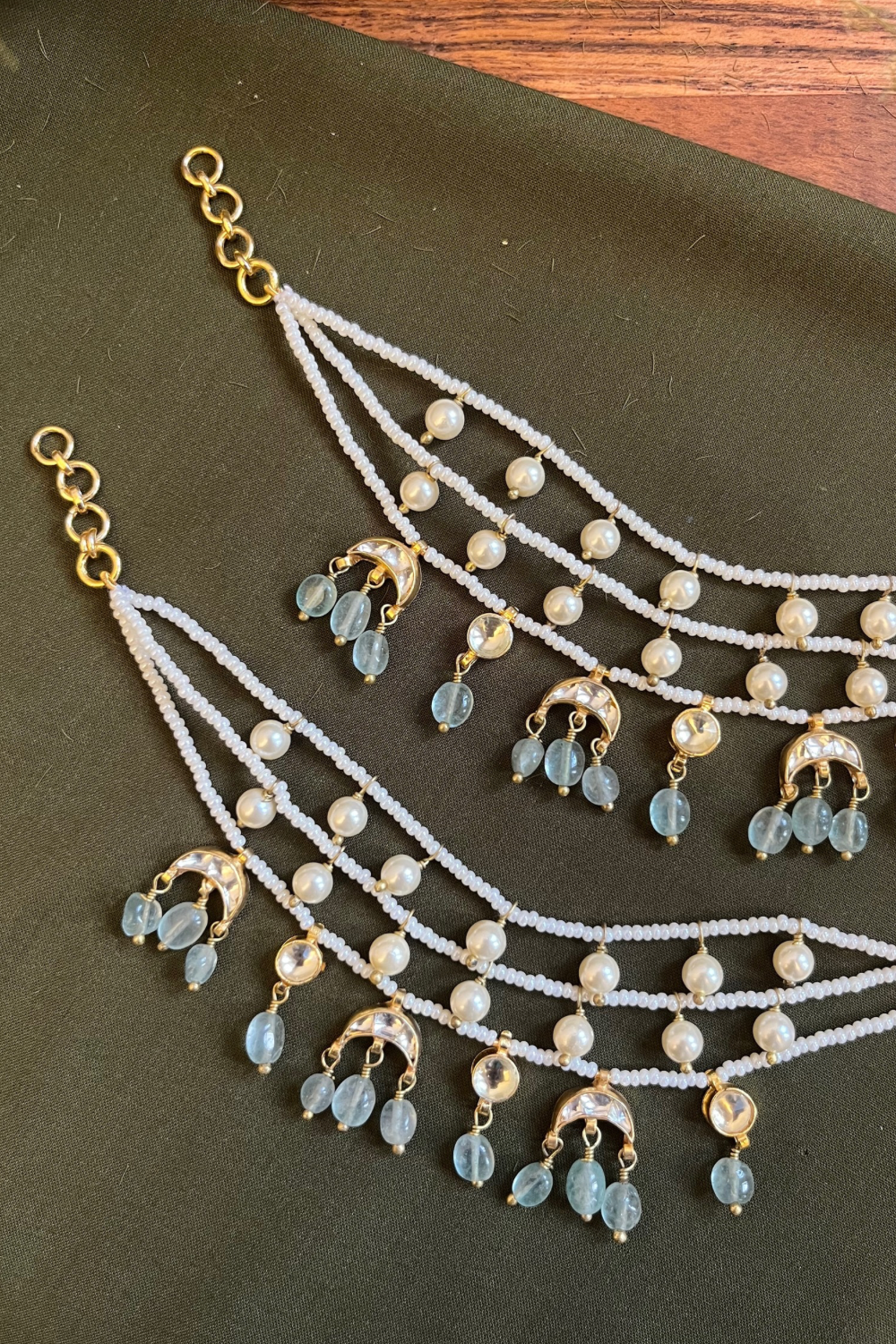 CRESCENT SAGE GREEN CHEED KAANCHAIN PAIR