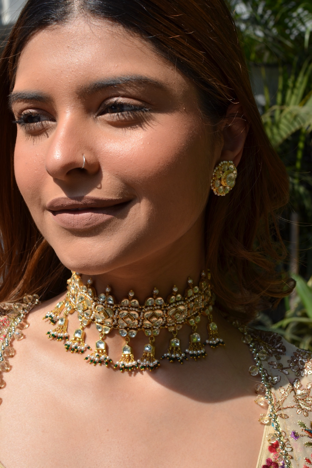 BRIDAL CHAUKI POLKI CHOKER SET WITH STUDS