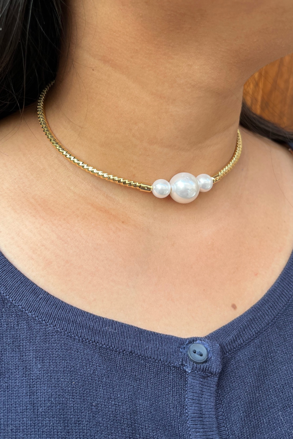 HOT Metallic Choker Gold Band Choker Necklace GOLD AND