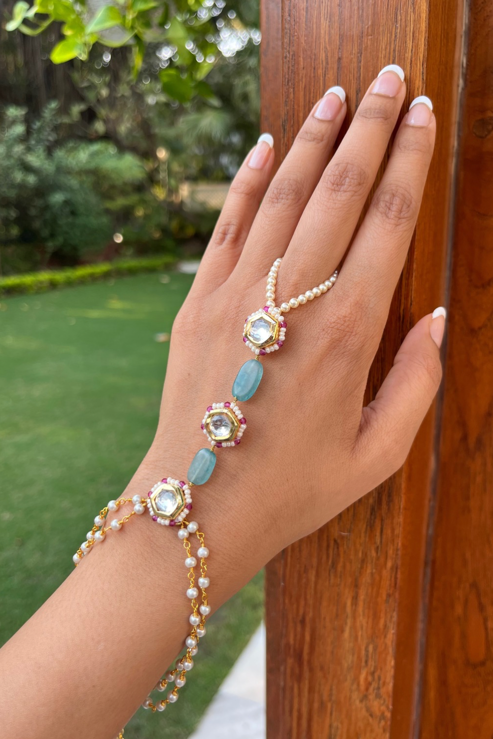 TURQUOISE POLKI FALAK HATHPHOOL