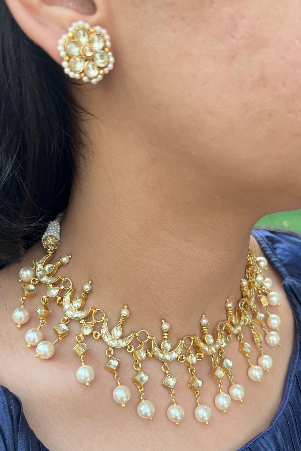 TIARA NECKLACE SET - PEARLS