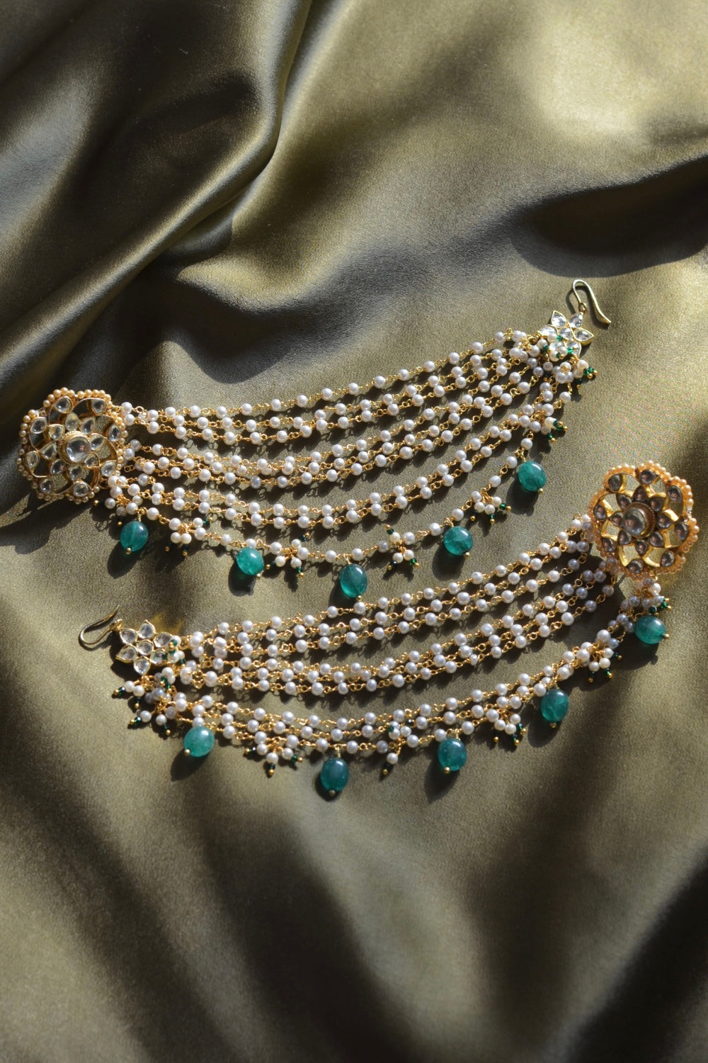 KUNDAN PEARL HEAVY SAHARA EARRINGS (limited edition)