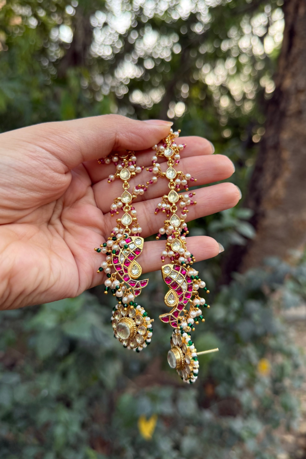 PINK FISH DETACHABLE KAANCHAIN WITH STUDS