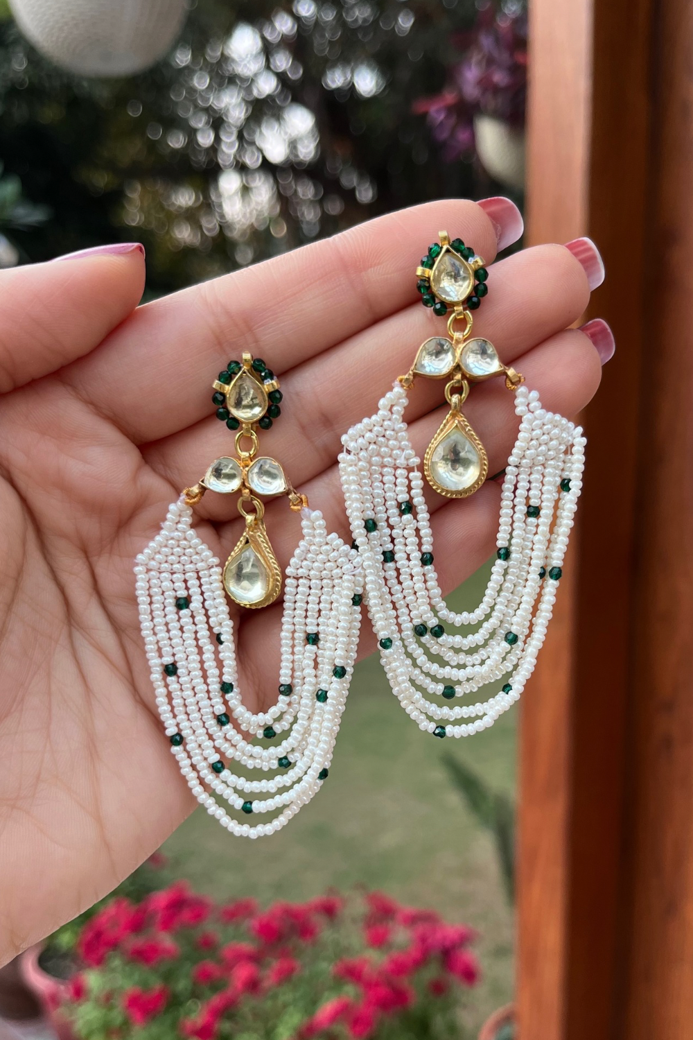 GHOOMAR PEARL EARRINGS - Main Image