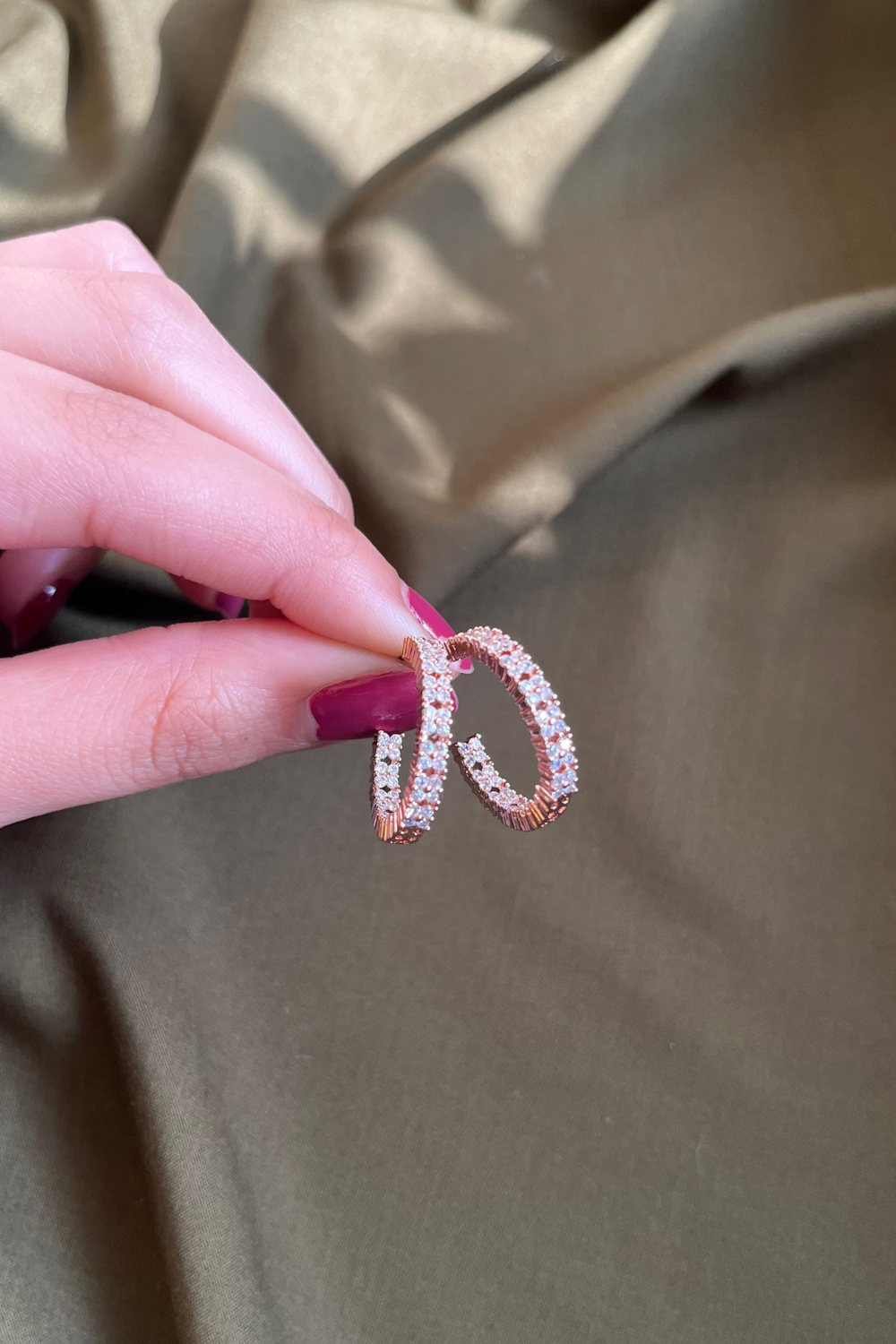 ROSE GOLD DIAMANTÉ HOOPS