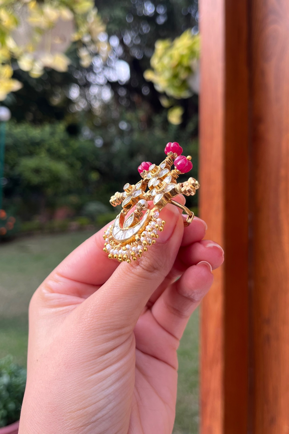 RED MUKUT POLKI RING