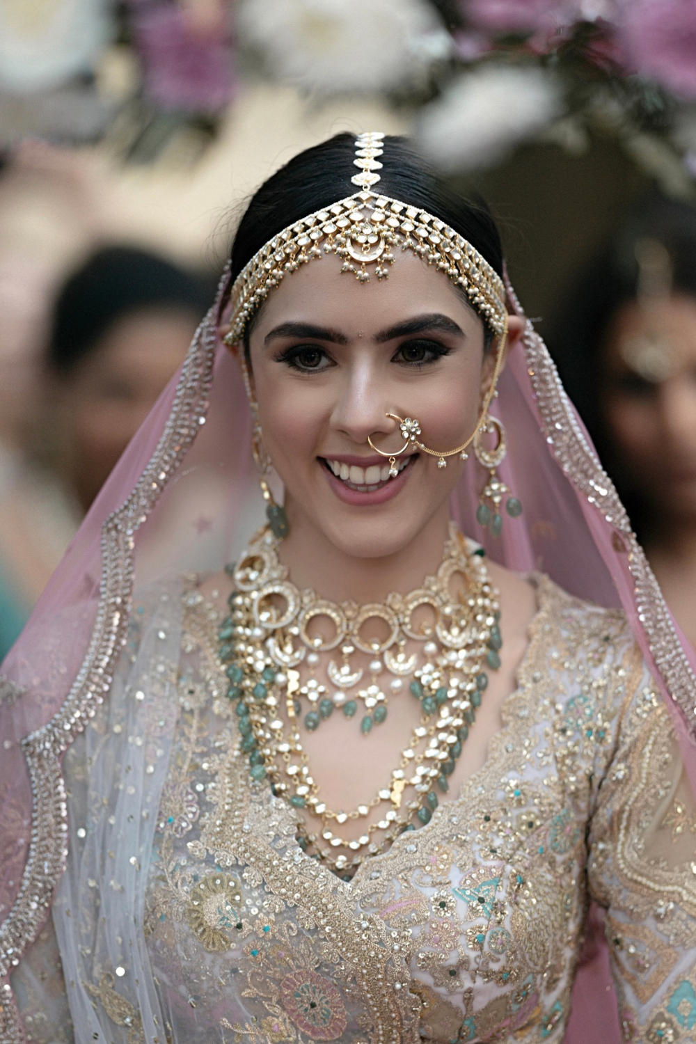BRIDAL PEARL AHMEDABADI POLKI MATHAPATTI-CUM-NECKLACE - GREEN