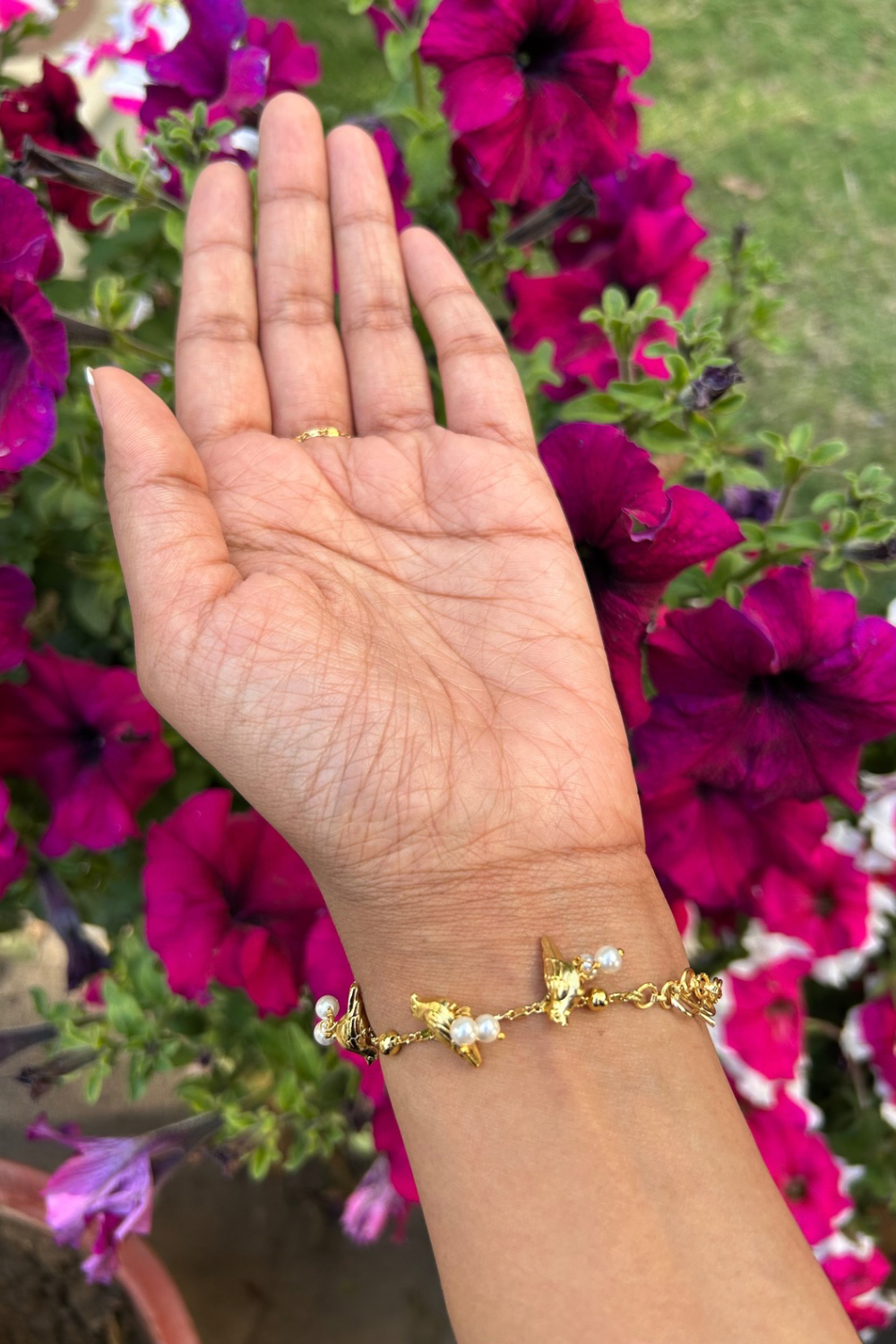 GOLD BIRD CHAIN HATHPHOOL (PAIR)