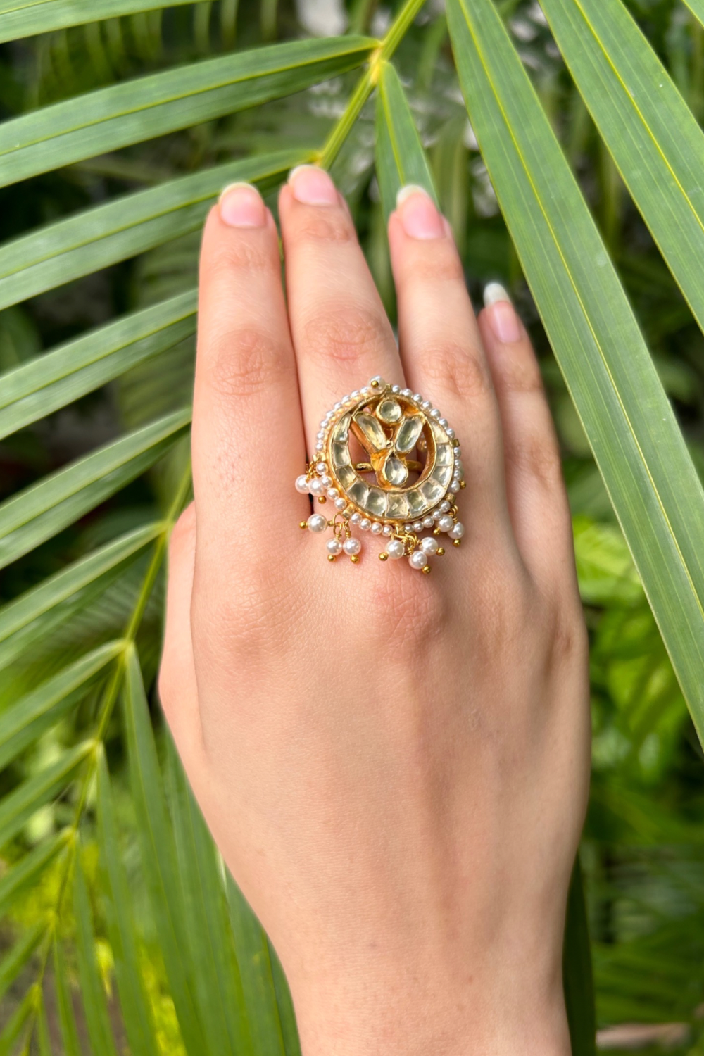 BRIDAL SINGLE HATHPHOOL WITH DETACHABLE RING AND BRACELET