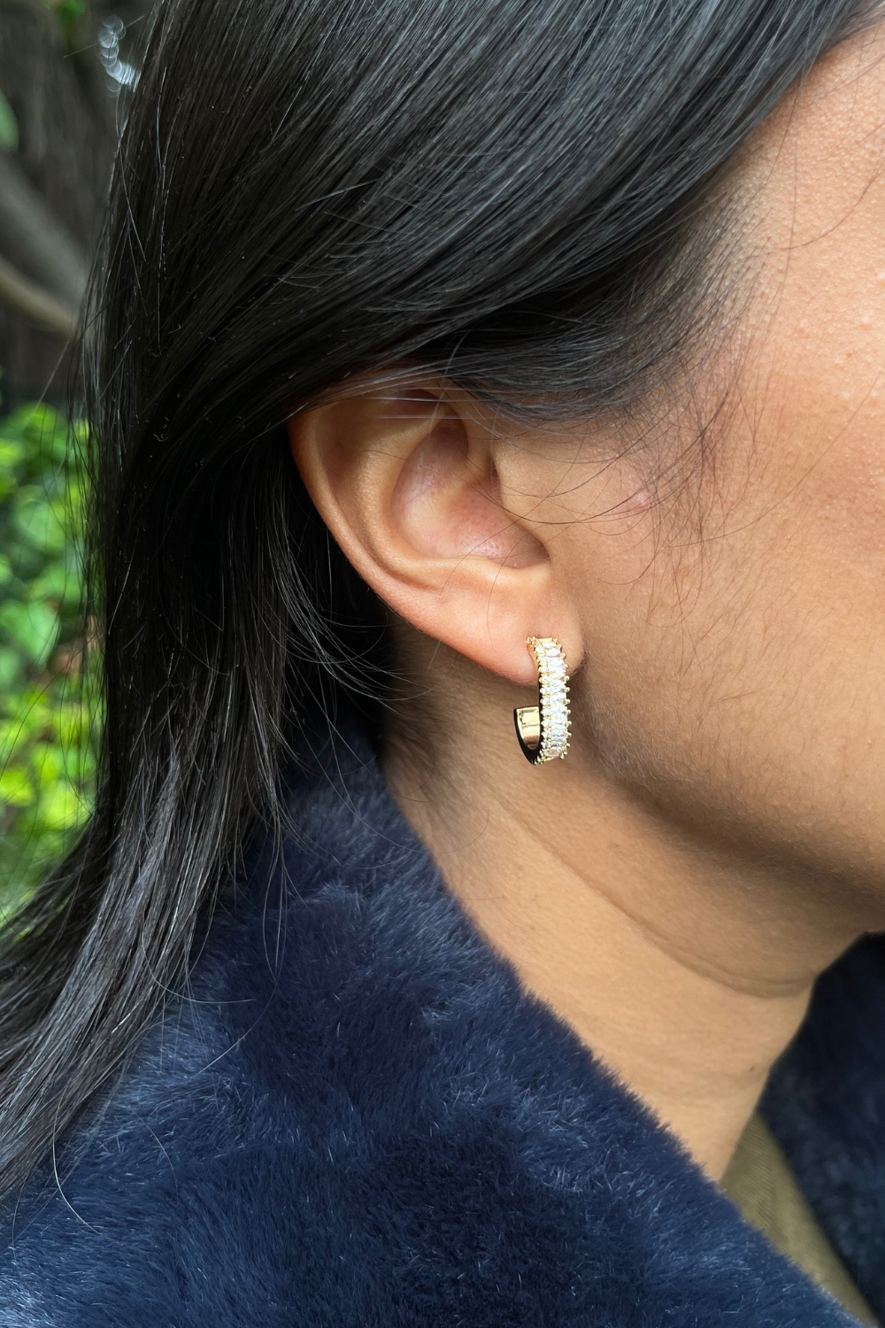 GOLD COLOR DIAMANTÉ J HOOPS