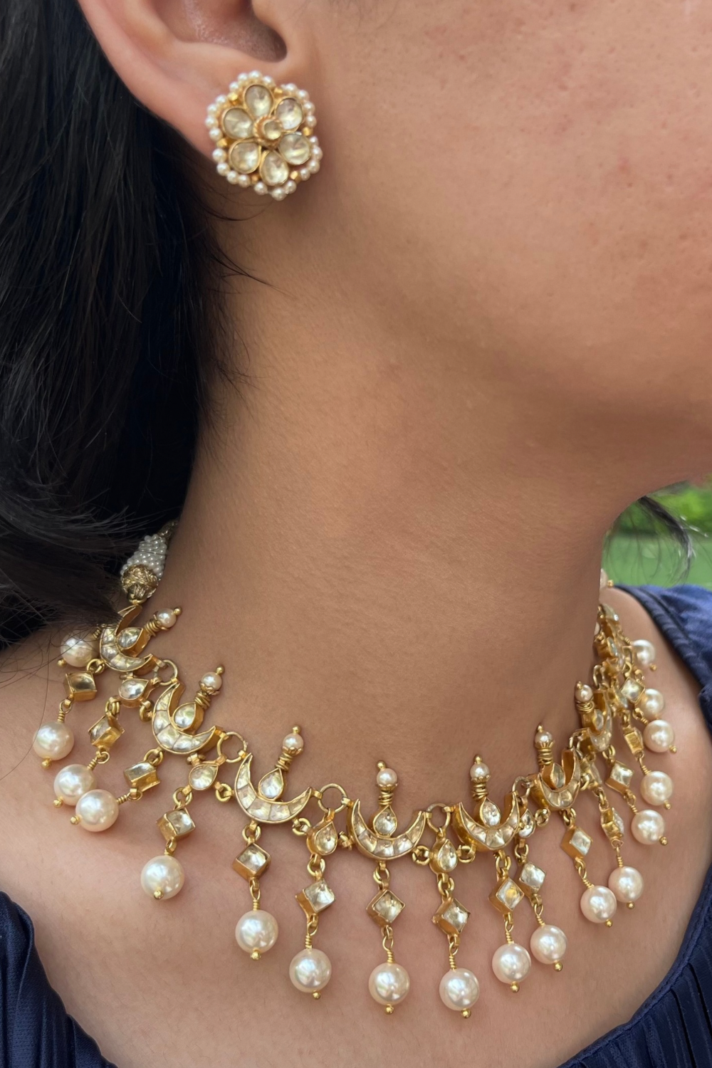 TIARA NECKLACE SET - PEARLS