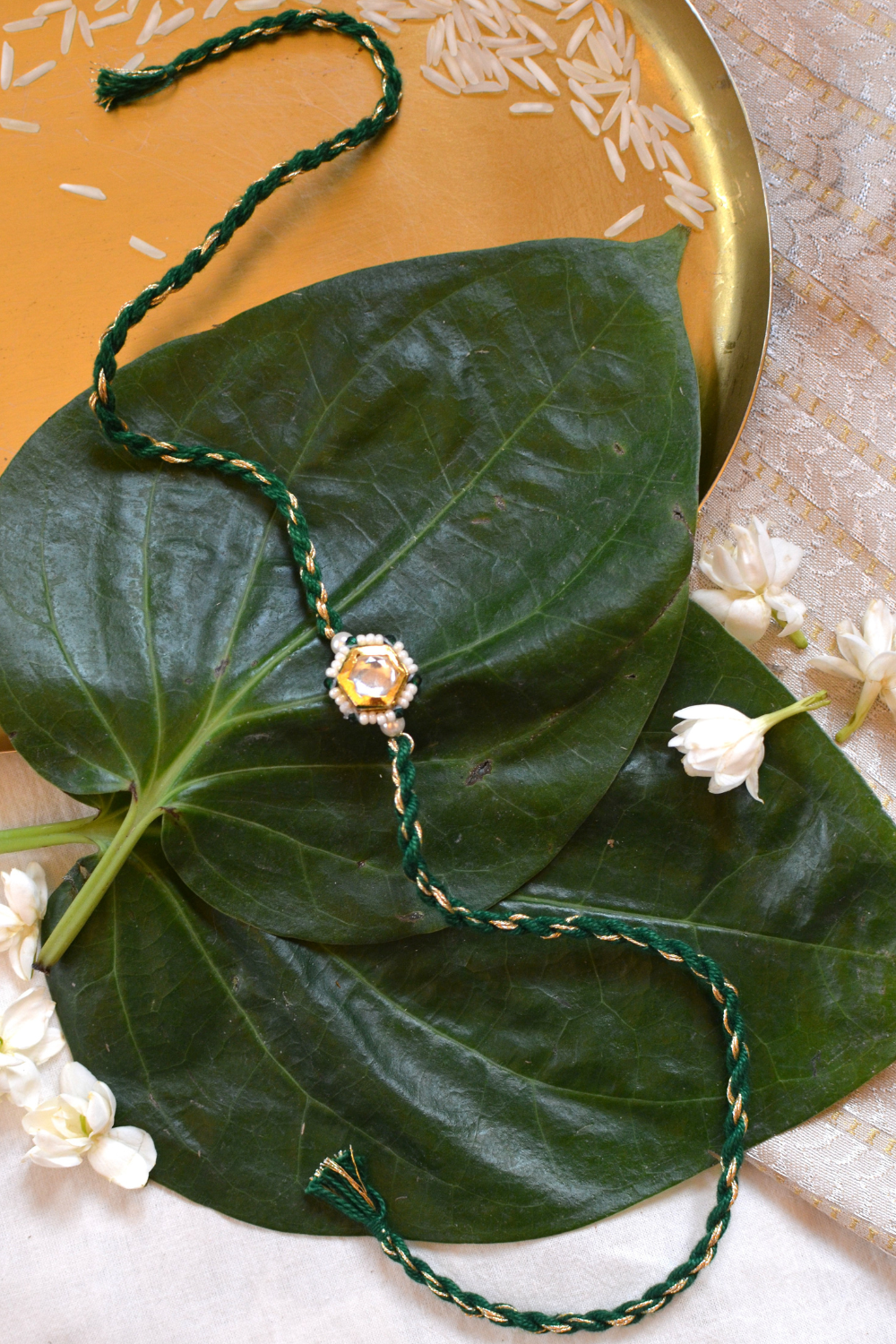 KASHTI LUMBA BRACELET RAKHI SET- GREEN