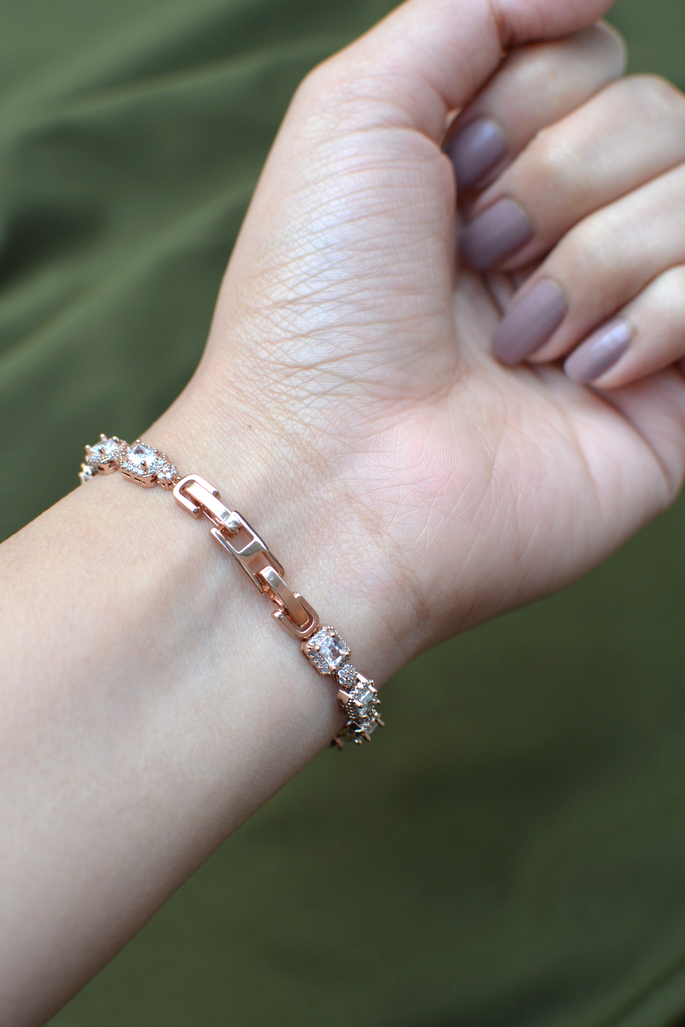 ROSE GOLD RECTANGLE TENNIS BRACELET