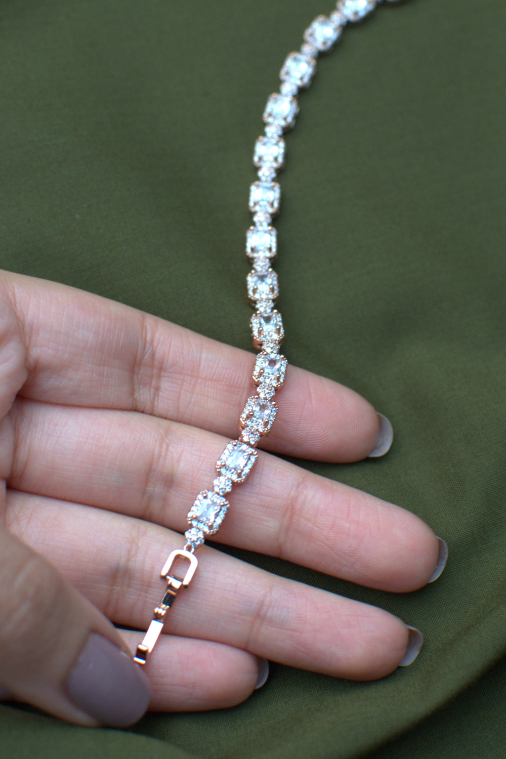 ROSE GOLD RECTANGLE TENNIS BRACELET