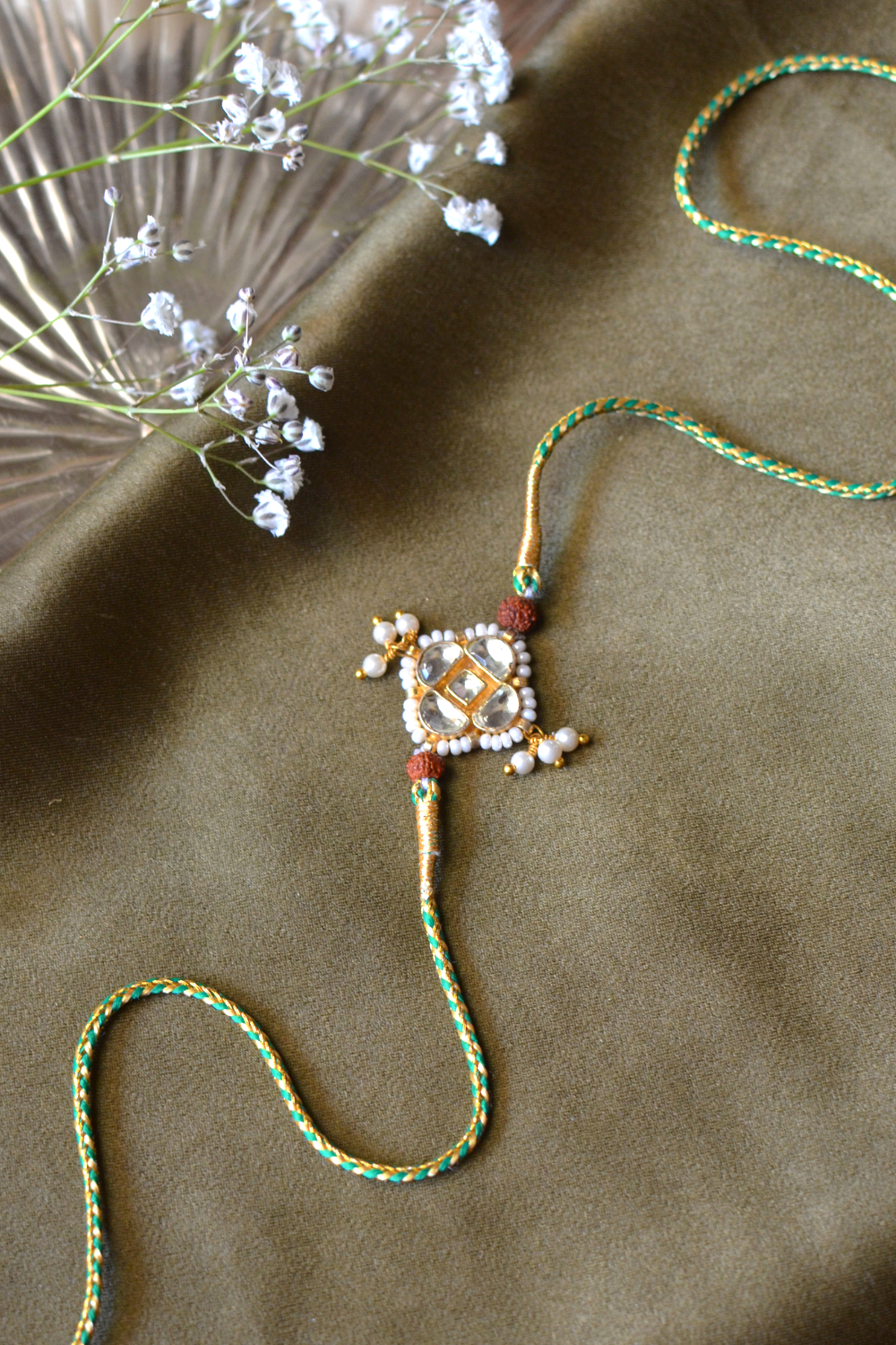 BHAIYA RUDRAKSH POLKI RAKHI- GREEN