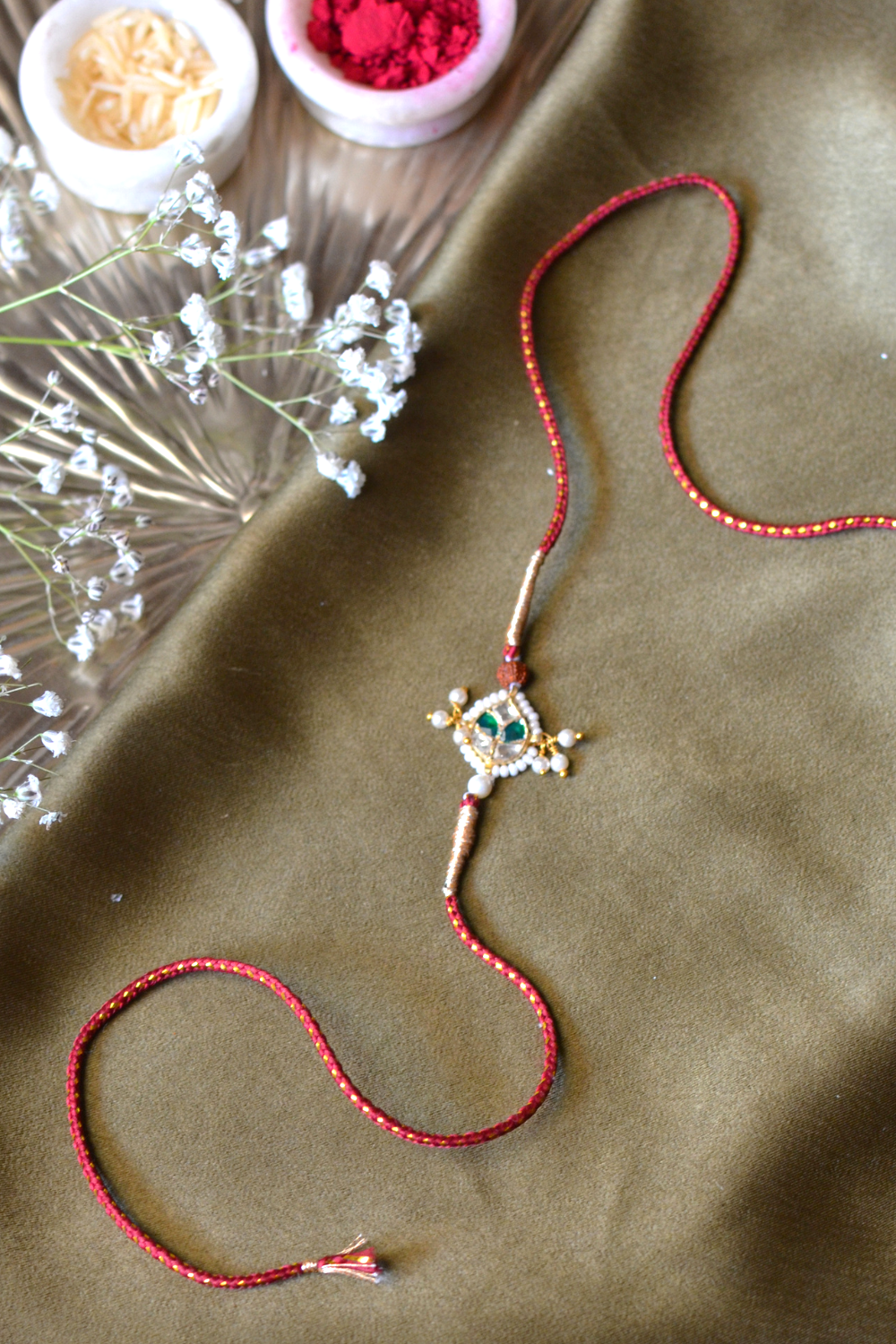 BHAIYA POLKI RAKHI- RED COLOUR