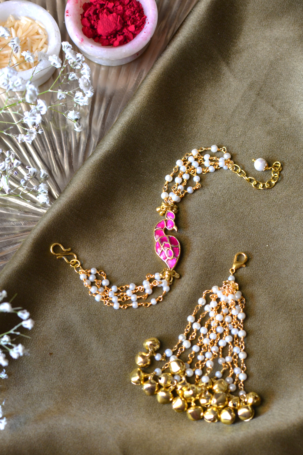 PINK MOR RAKHI BHABHI GHUNGAROO LUMBA BRACELET