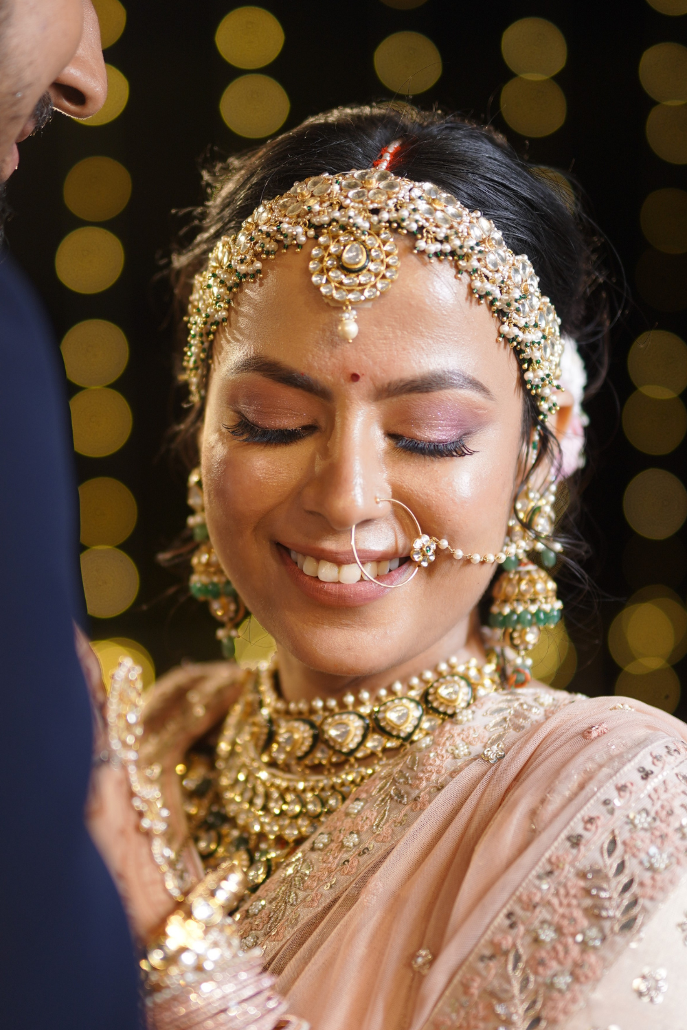 FLOWER POLKI BRIDAL SHEESHPATTI-CUM-CHOKER (WITH DETACHABLE DORI) - GREEN