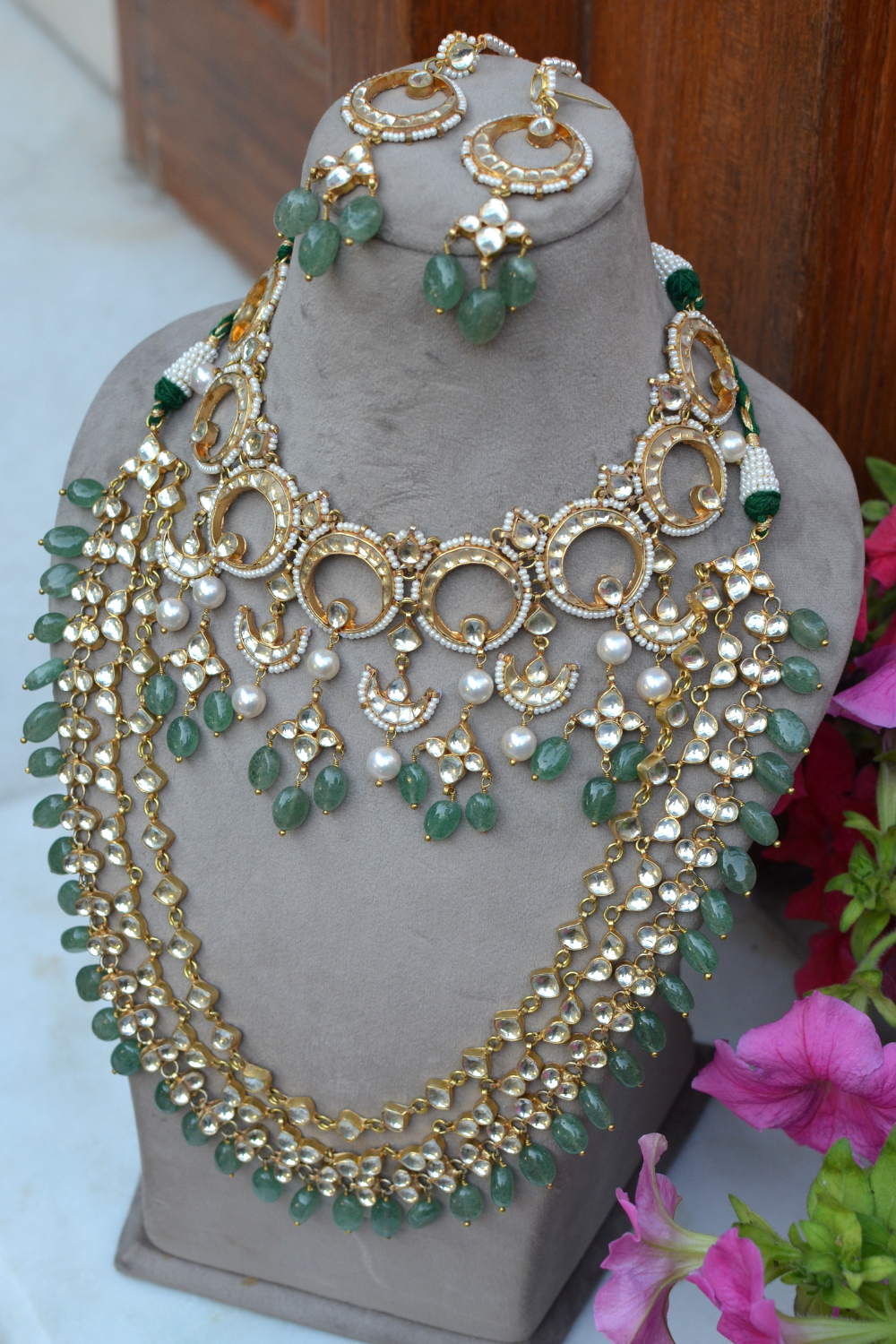 BRIDAL WEDDING JEWELLERY SET- CHOKER, NECKLACE EARRINGS