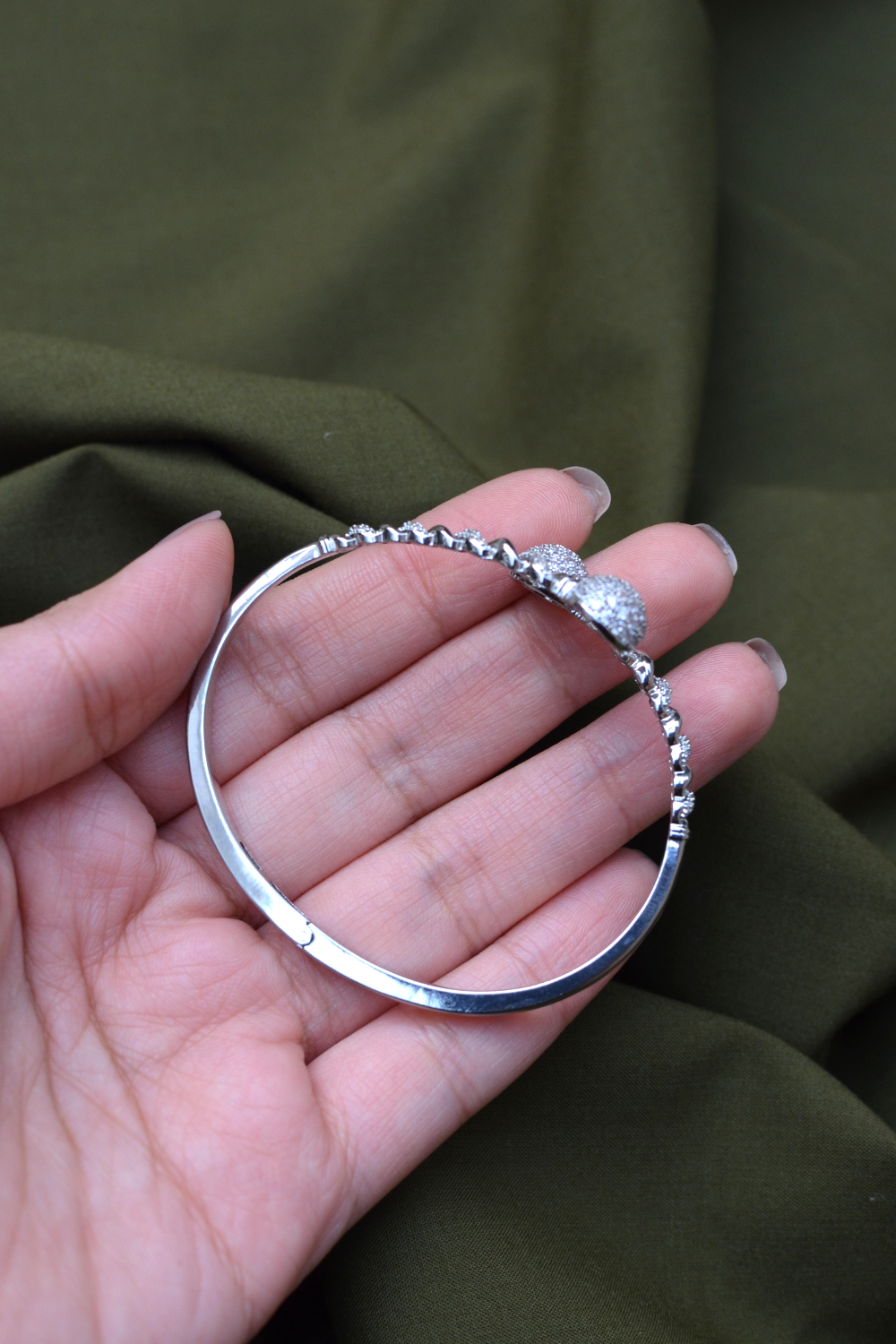 CRISS-CROSS WHITE-GOLD DIAMANTÉ CUFF BRACELET