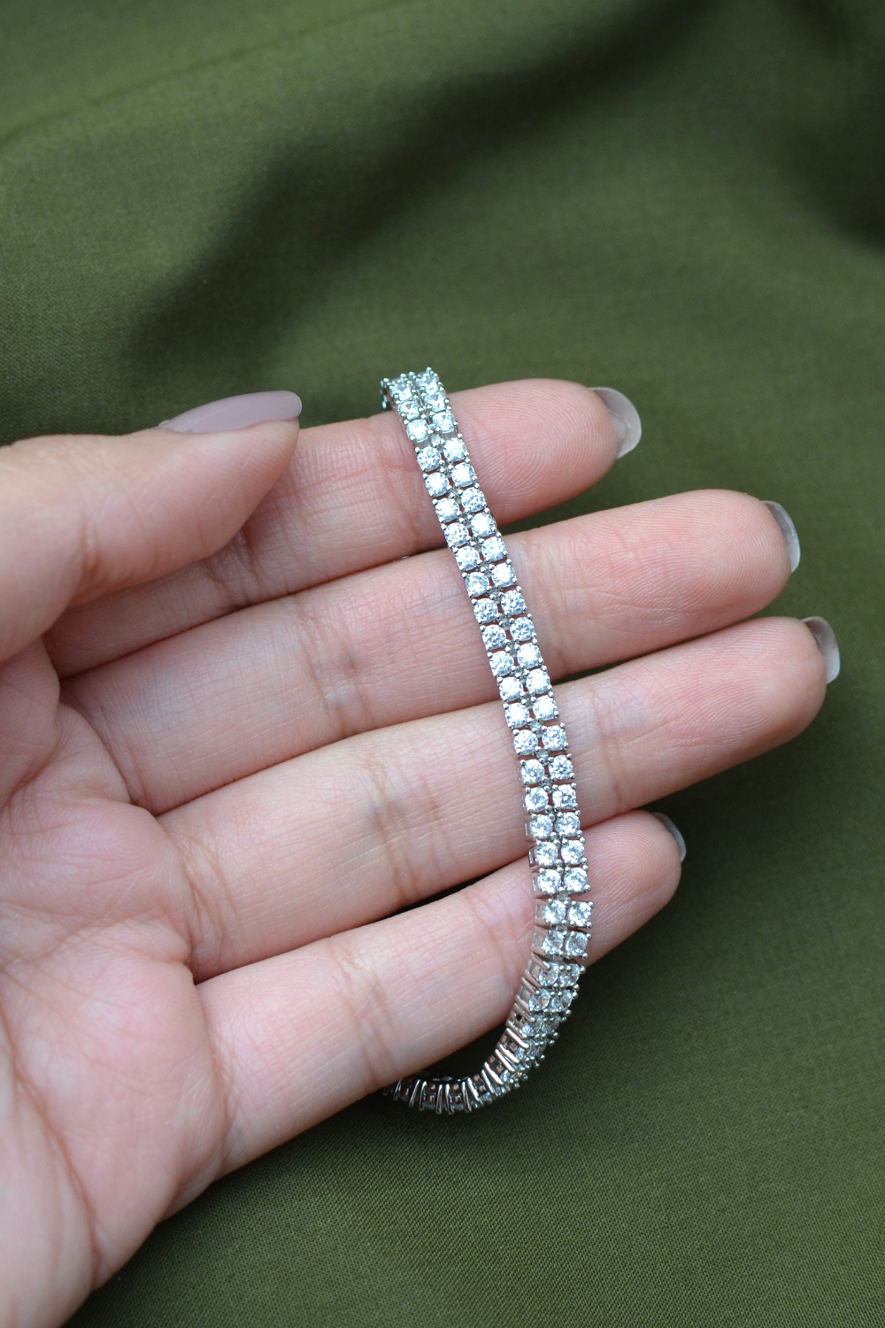 WHITE-GOLD DIAMANTÉ TENNIS BRACELET