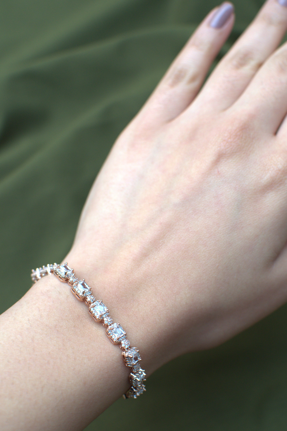 ROSE GOLD RECTANGLE TENNIS BRACELET