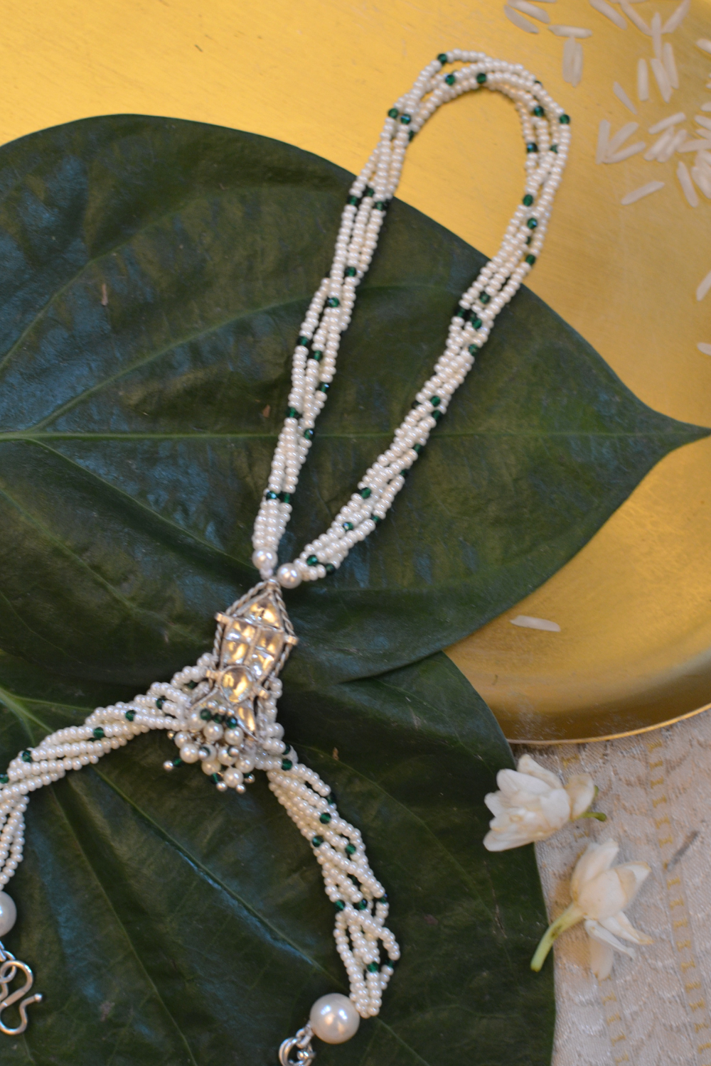 SILVER POLKI FISH HATHPHOOL- GREEN (SINGLE)