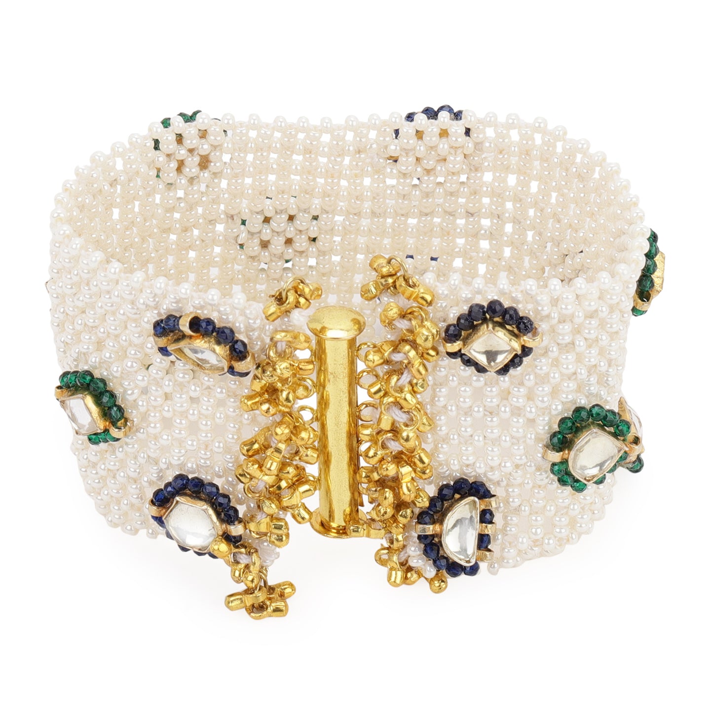 CHEED JAALI CHOKER/BRACELET SET - GREEN & BLUE