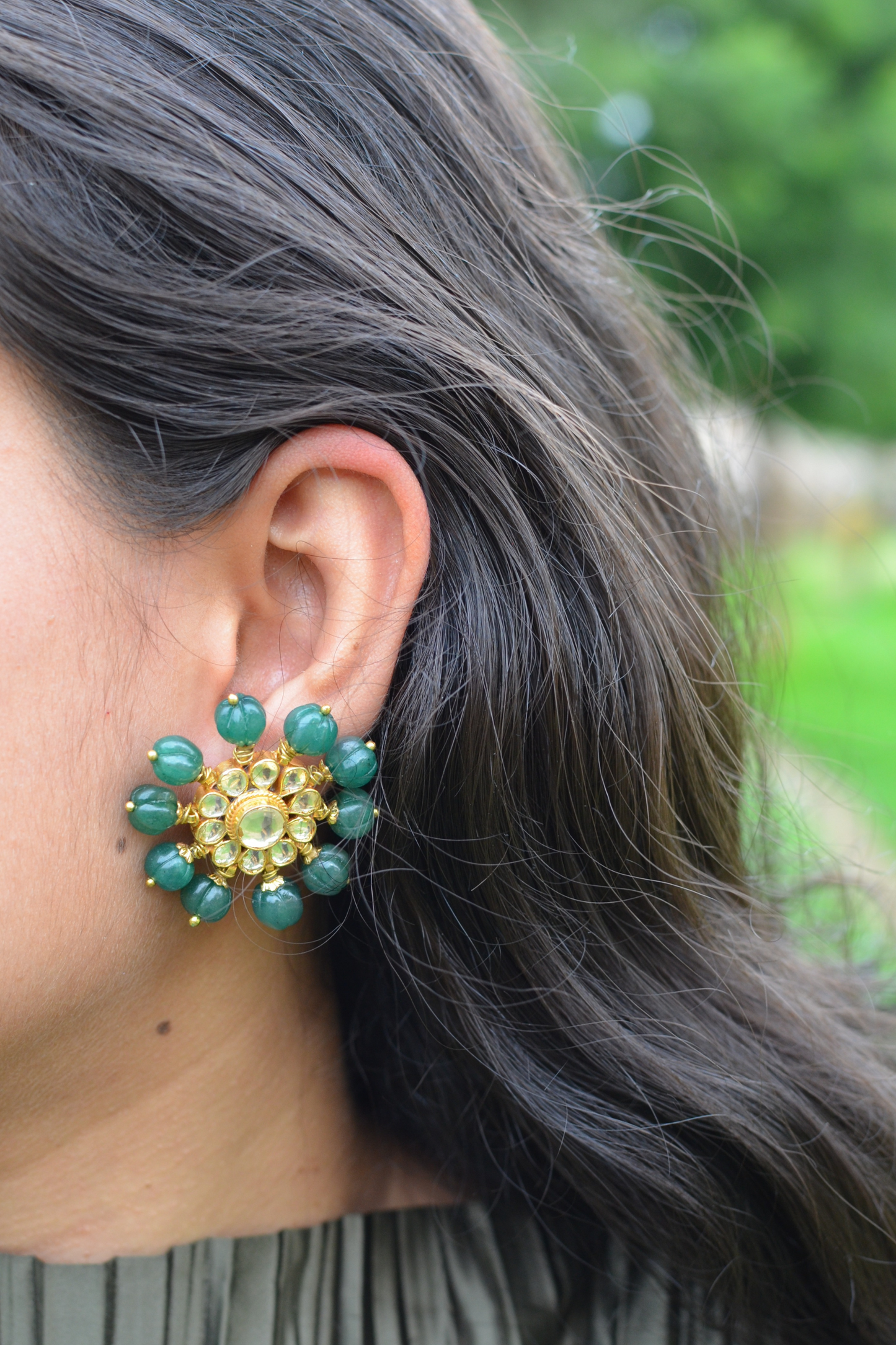 CHANDRANI CHOKER & EARRINGS- EMERALD GREEN