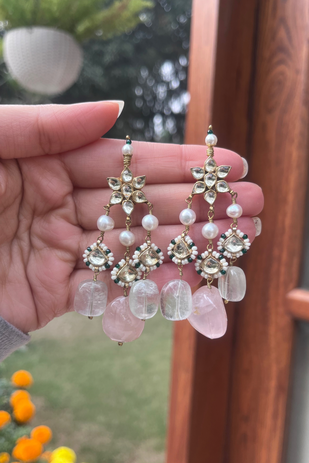 ROSE QUARTZ DANGLERS