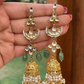 POLKI FIGURE JHUMKAS- SAGE GREEN