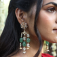 DETACHABLE EMERALD GREEN KUNDANKARI KAANCHAIN EARRINGS