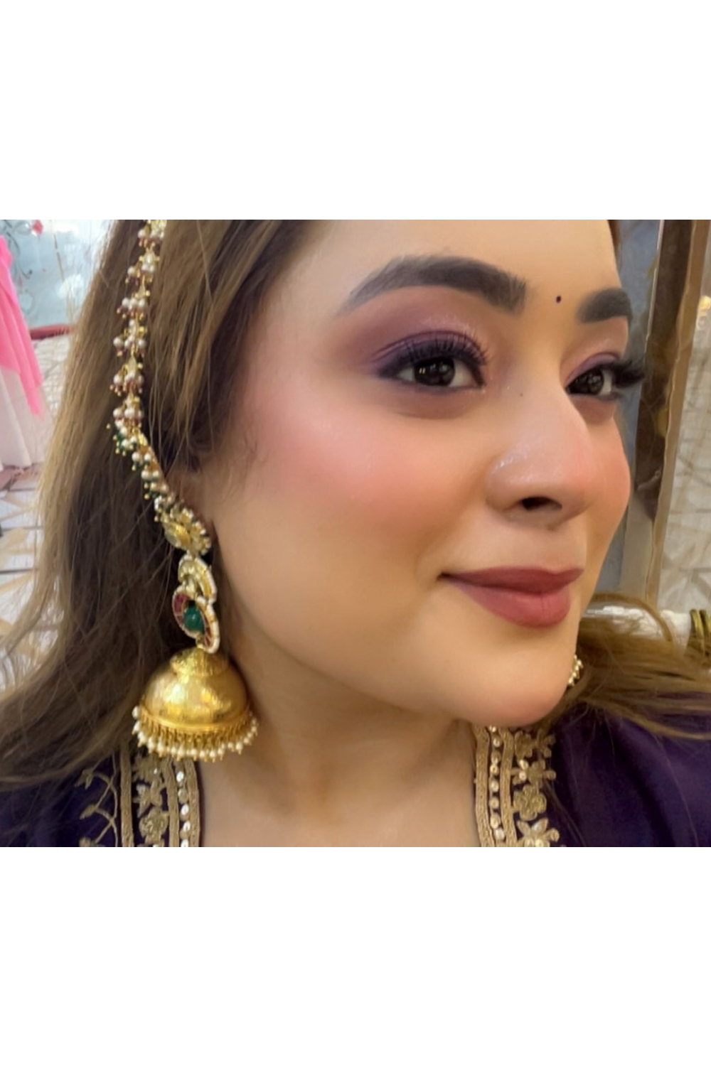 PINK FISH SHAHARA TRIDHANI JHUMKAS (detachable kaanchain & jhumkas)