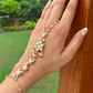 POLKI FLOWER PEARL CHAIN HATHPHOOL