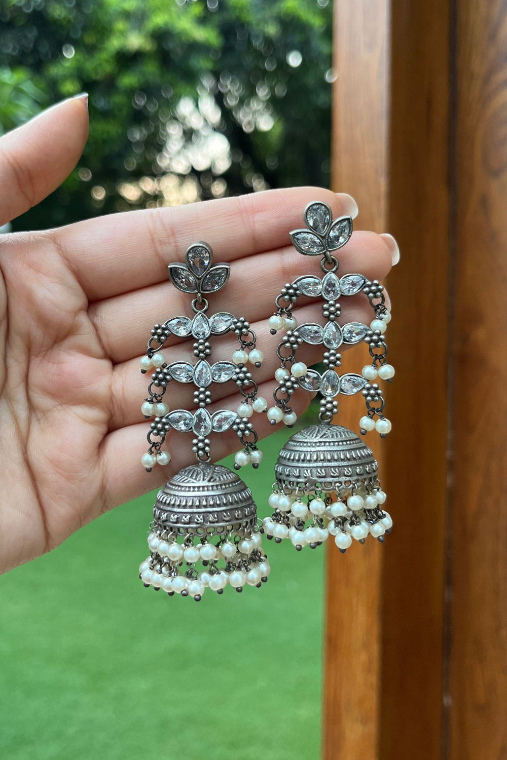 OXIDISED CURATED JHUMKIS