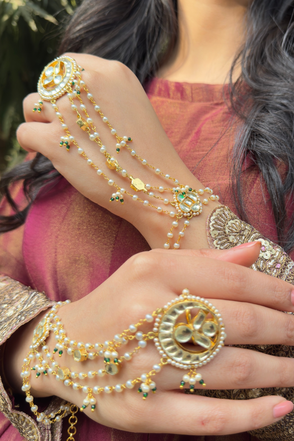 MOTI LADI RING HATHPHOOL (PAIR)