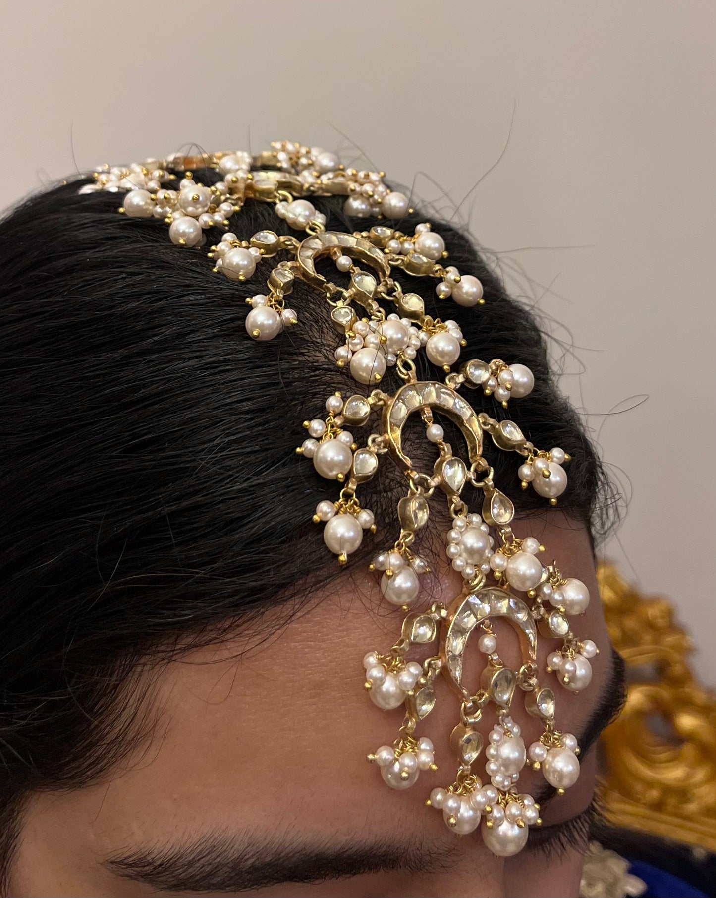 BRIDAL STATEMENT PEARL AND POLKI CENTRE HEAD-TIKKA