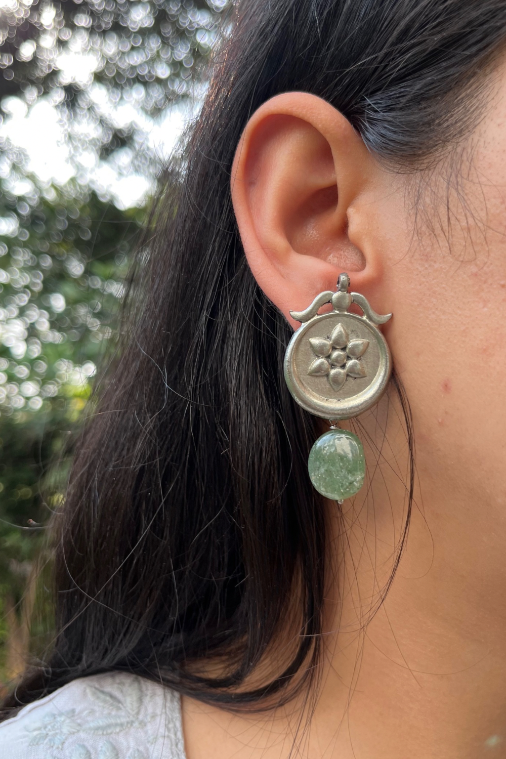 GREEN FLOWER STUDS