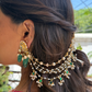 WHITE GREEN POLKI BRIDAL KAANCHAIN PAIR (only kaanchain)