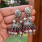 PEACOCK RED JADE AND PEARL JHUMKIS