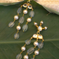 KUNDAN DROP CROWN EARRINGS- MINT GREEN