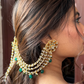 KUNDAN PEARL HEAVY SAHARA EARRINGS & HAIR PIN COMBO