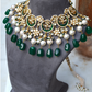 STATEMENT EMERALD BRIDAL CHOKER SET WITH STUDS