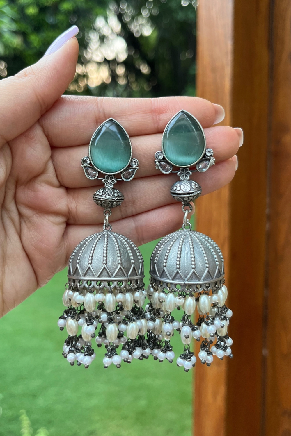 OXIDISED CURATED JHUMKIS