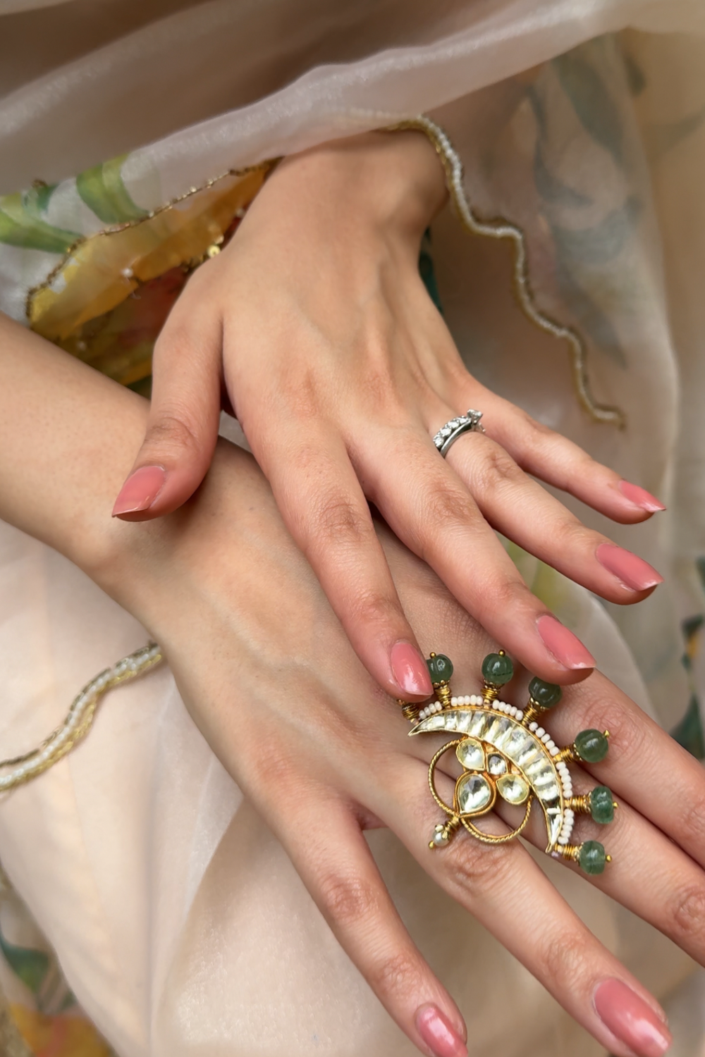 CRESCENT POLKI RING