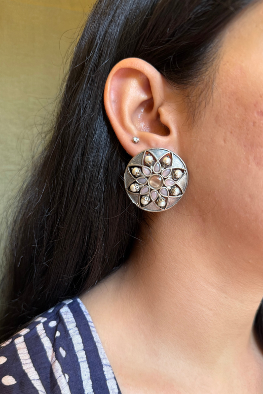 PINK PEACH OXIDISED STUDS