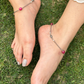 SILVER ELEPHANT RED ONYX ANKLETS PAIR