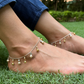 SILVER COLOR CHAIN GHUNGAROO PEARL ANKLETS