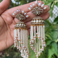 DIAMANTÉ CROWN PEARL TASSEL JHUMKIS